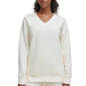 Marc New York by Andrew Marc Womens XL V Neck Sweater Cream